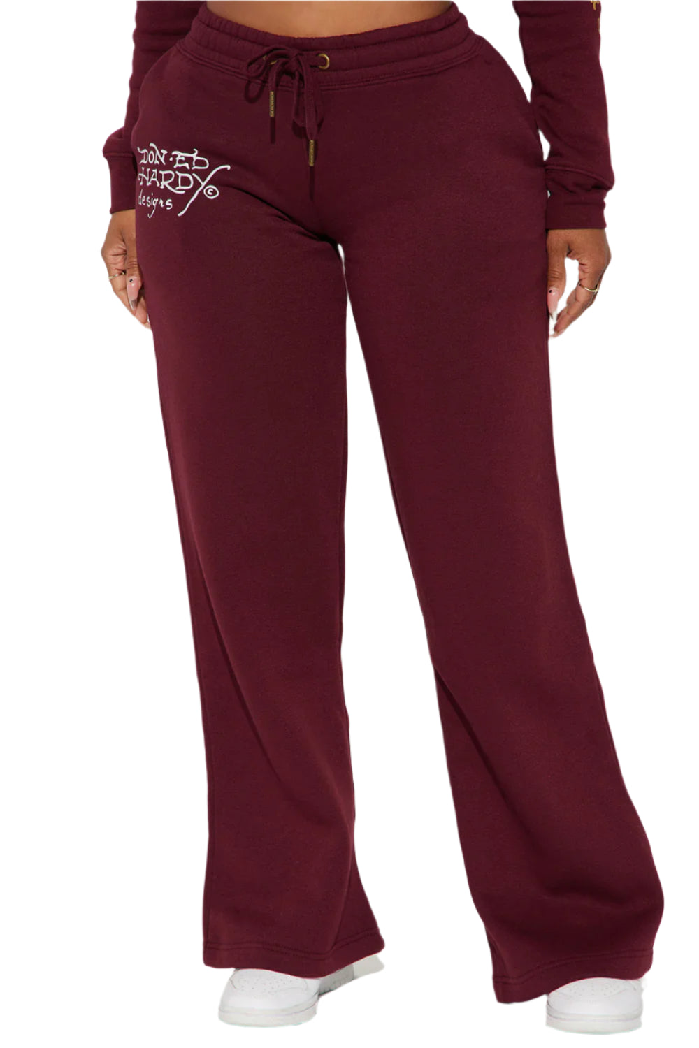 RETRO TIGER ED HARDY SET CROP TOP & WIDE LEG BOTTOM - BURGUNDY