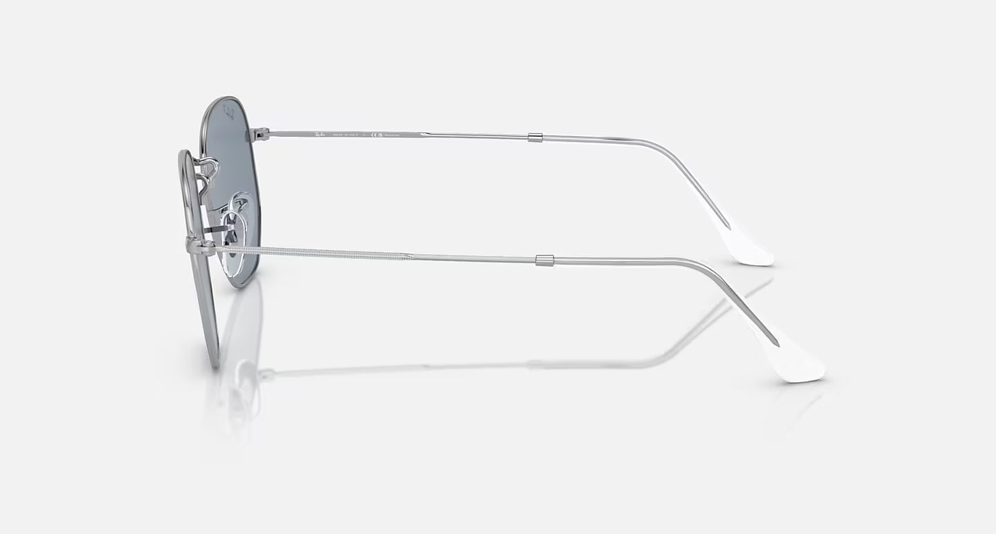 RAY-BAN SILVER FRAME W/BLUE GRADIENT GREY HEXAGONAL FLAT LENSES