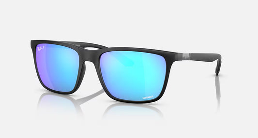 RAY-BAN TECH MATTE BLACK W/GREEN MIRROR BLUE POLARIZED CHROMANCE