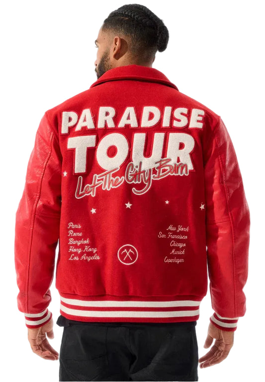 JORDAN CRAIG PARADISE TOUR VARSITY JACKET - RED