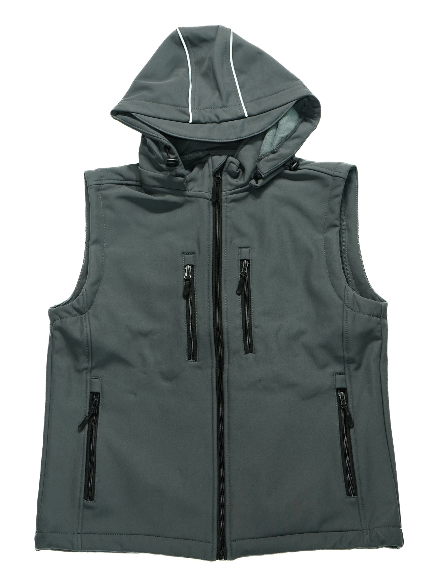 CANVAS HOODED VEST - CHARCOAL GREY