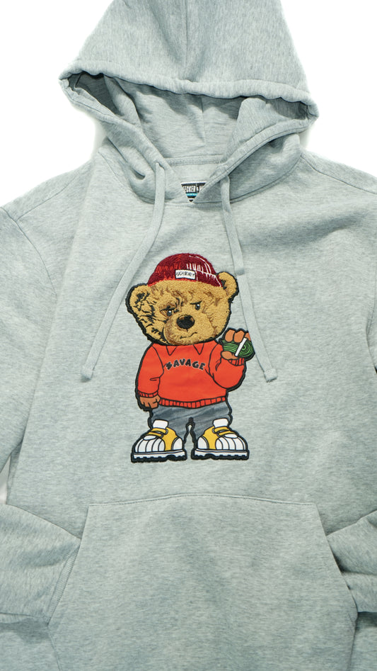 B&M SAVAGE BEAR HOODIE - GREY