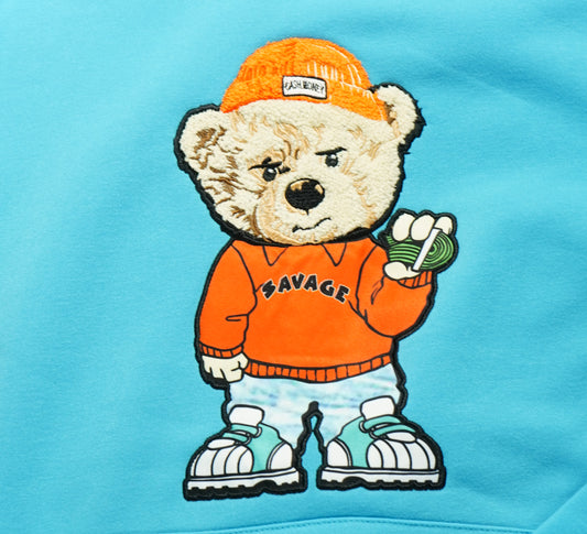 B&M SAVAGE BEAR HOODIE - TURQUOISE