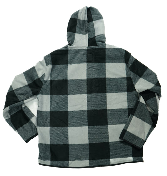 FLANNEL FLEECE HOODIE - WHITE/BLACK