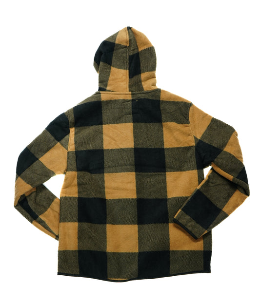 FLANNEL FLEECE HOODIE - TAN/BLACK