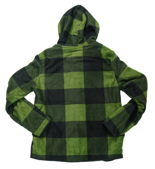 FLANNEL FLEECE HOODIE - OLIVE/BLACK