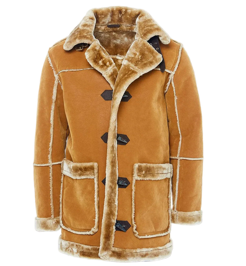 JORDAN CRAIG DENALI SHEARLING COAT JACKET - COGNAC