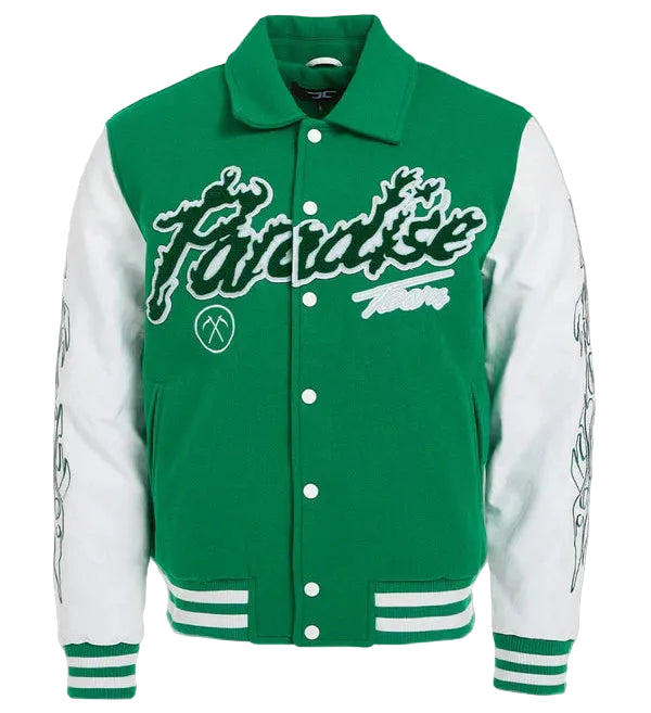 JORDAN CRAIG PARADISE TOUR VARSITY JACKET - SHAMROCK GREEN