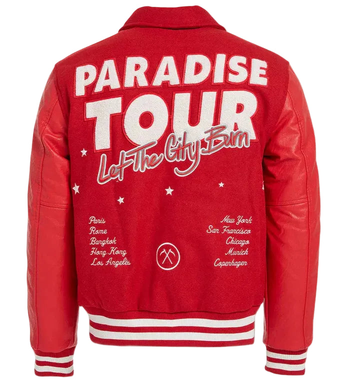 JORDAN CRAIG PARADISE TOUR VARSITY JACKET - RED