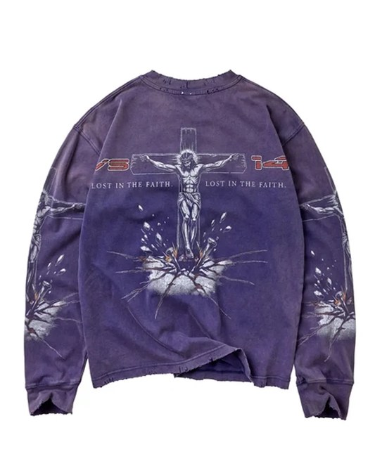 VALE FOREVER CONCRETE CROSS L/S TEE PURPLE