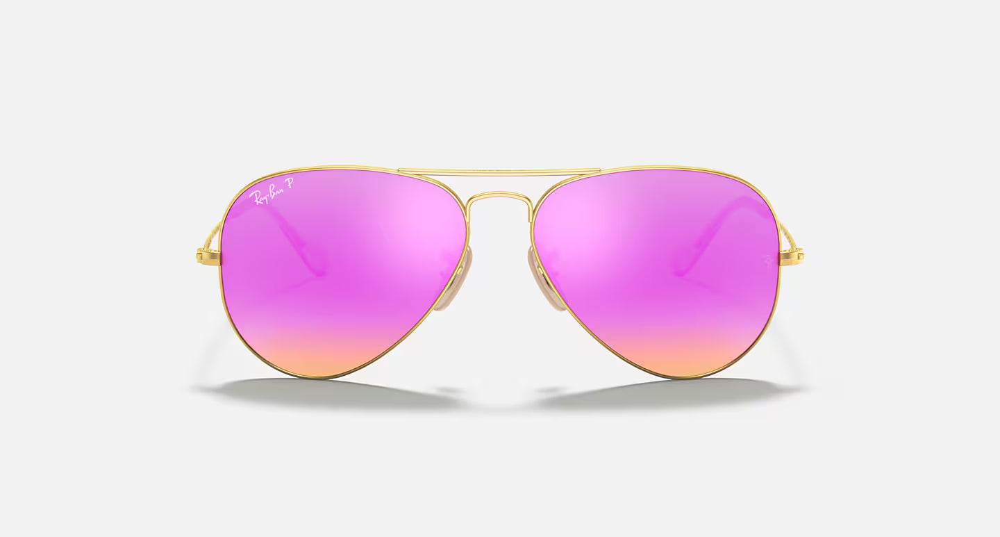 RAY-BAN AVIATOR LARGE MTL MATTE ARISTA GOLD W/BRWN MIRROR FUCSIA