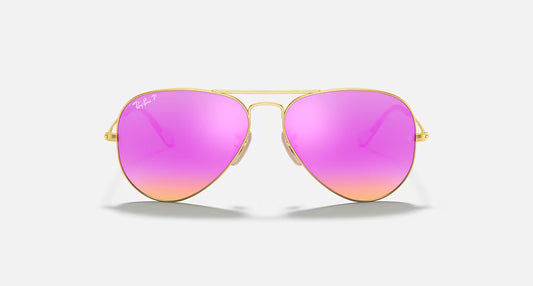 RAY-BAN AVIATOR LARGE MTL MATTE ARISTA GOLD W/BRWN MIRROR FUCSIA