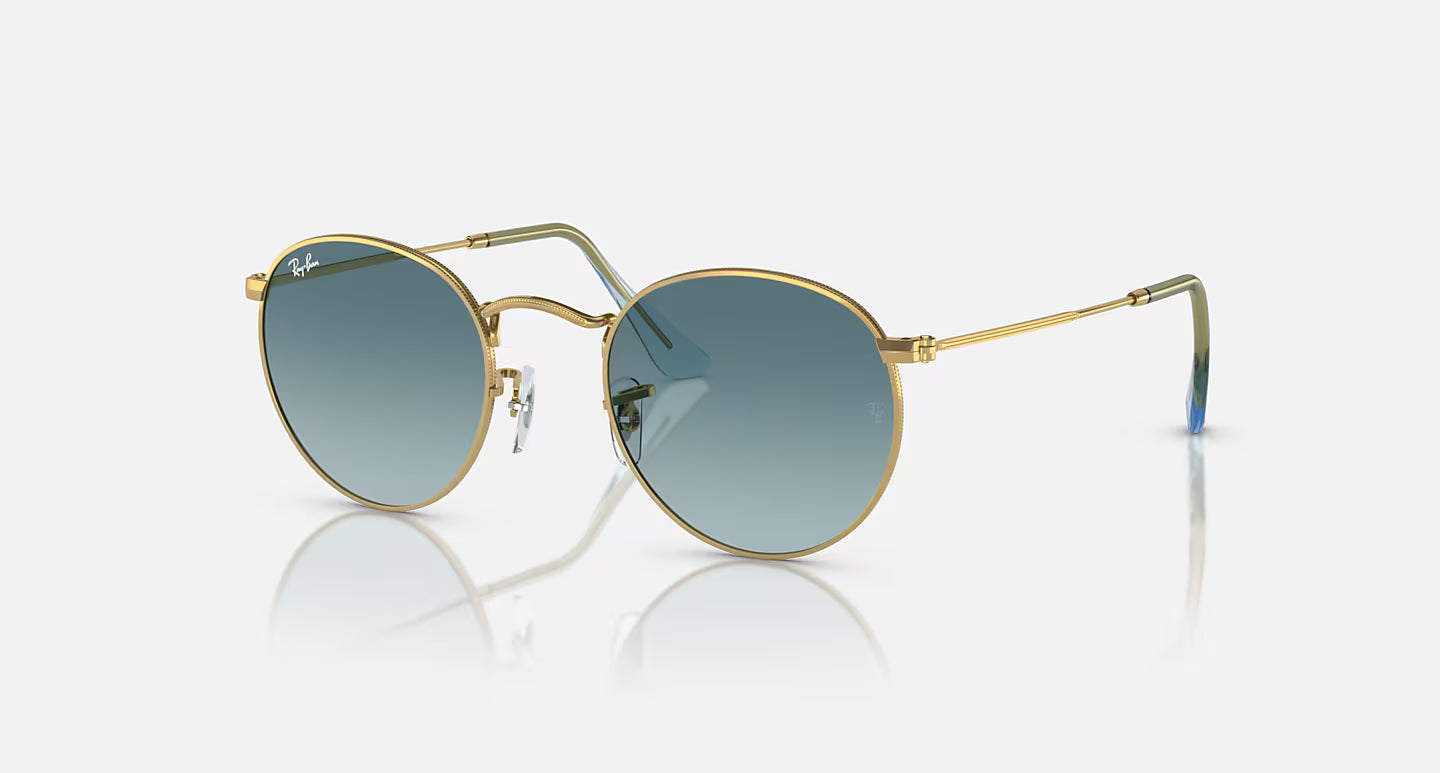 Ray-Ban ‎Men's Round Gold Frames w/Blue Gradient Grey