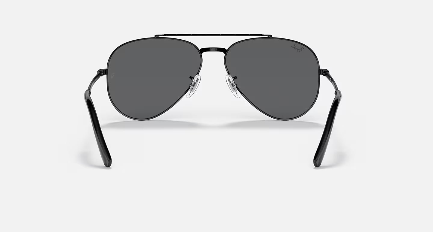 RAY-BAN NEW AVIATOR BLACK FRAME W/DARK GREY LENS