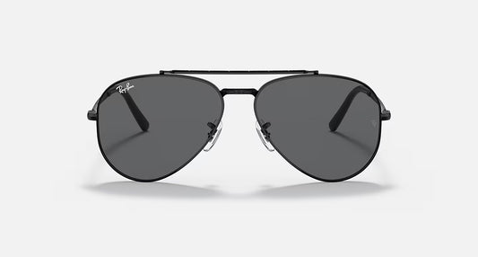 RAY-BAN NEW AVIATOR BLACK FRAME W/DARK GREY LENS