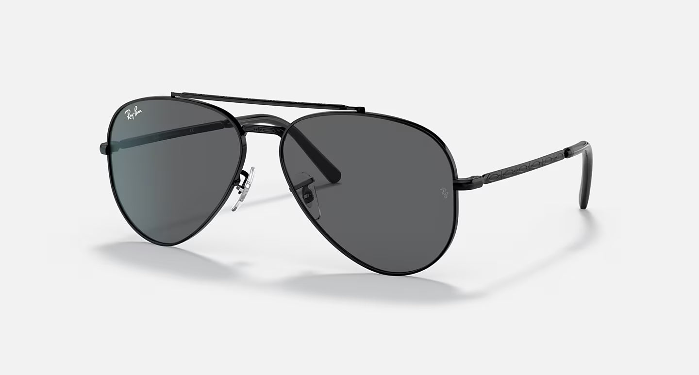 RAY-BAN NEW AVIATOR BLACK FRAME W/DARK GREY LENS