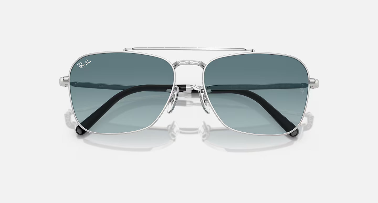 RAYBAN NEW CARAVAN SILVER FRAME W/BLUE GRADIENT GREY LENS