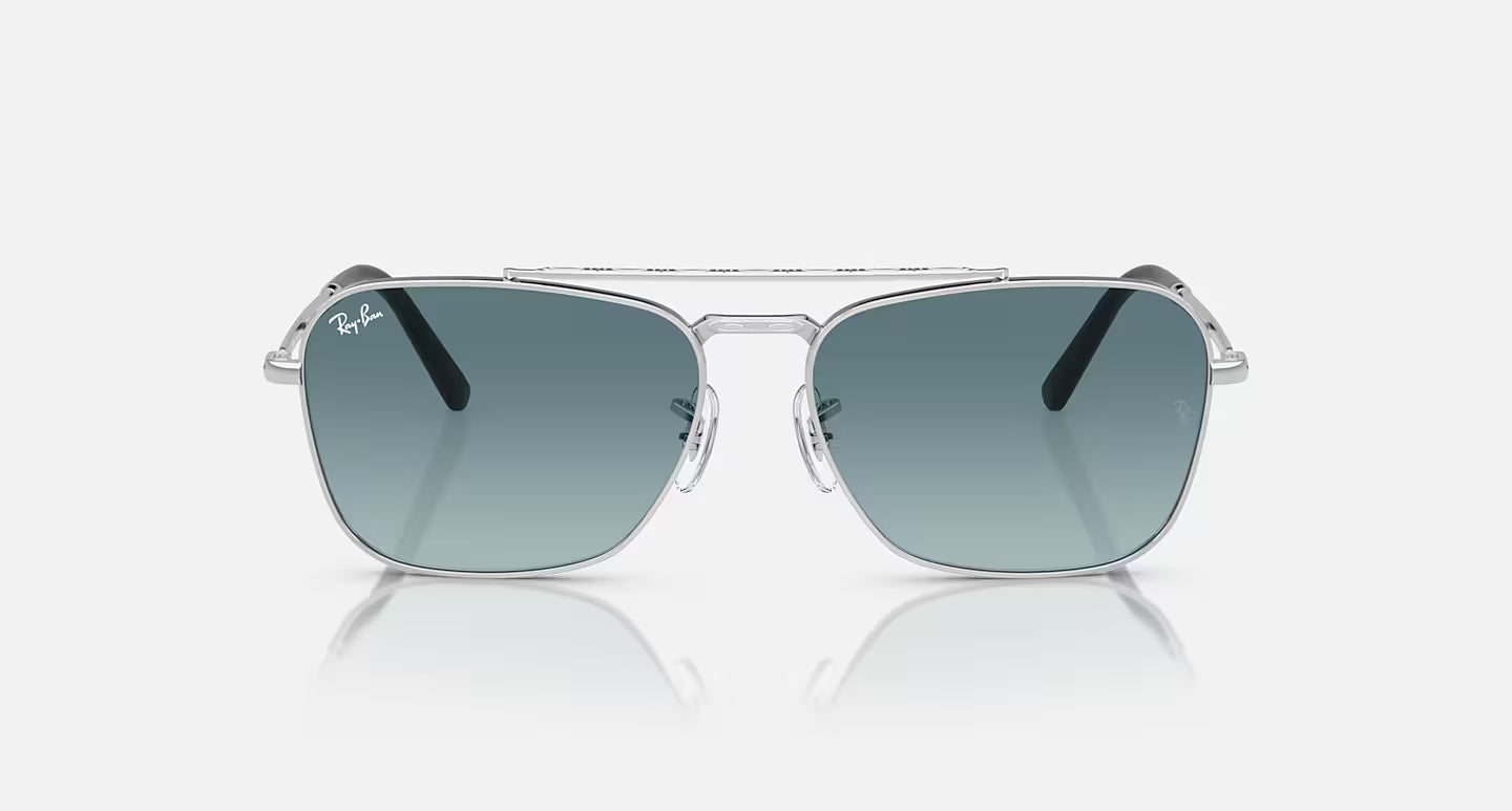 RAYBAN NEW CARAVAN SILVER FRAME W/BLUE GRADIENT GREY LENS