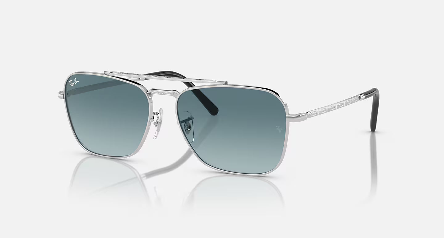 RAYBAN NEW CARAVAN SILVER FRAME W/BLUE GRADIENT GREY LENS