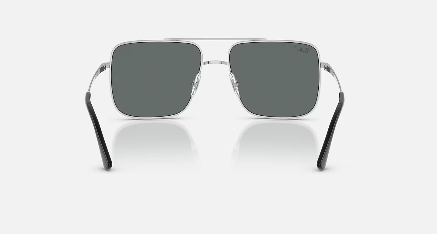 RAYBAN ARI BIO-BASED POLISHED SILVER W/DARK GREY POLARIZED
