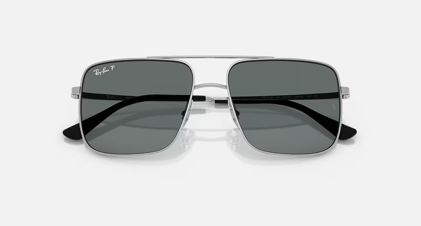 RAYBAN ARI BIO-BASED POLISHED SILVER W/DARK GREY POLARIZED