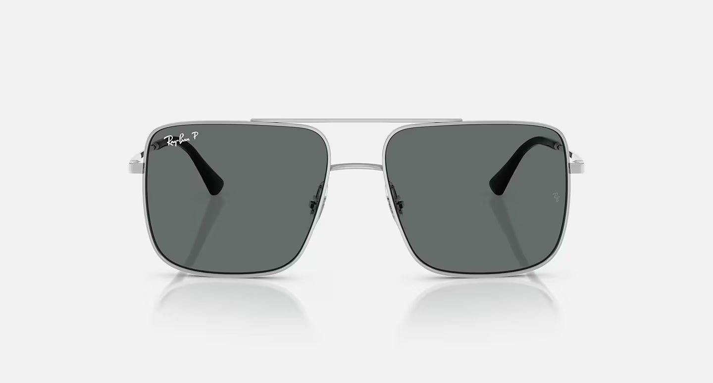 RAYBAN ARI BIO-BASED POLISHED SILVER W/DARK GREY POLARIZED