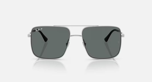 RAYBAN ARI BIO-BASED POLISHED SILVER W/DARK GREY POLARIZED