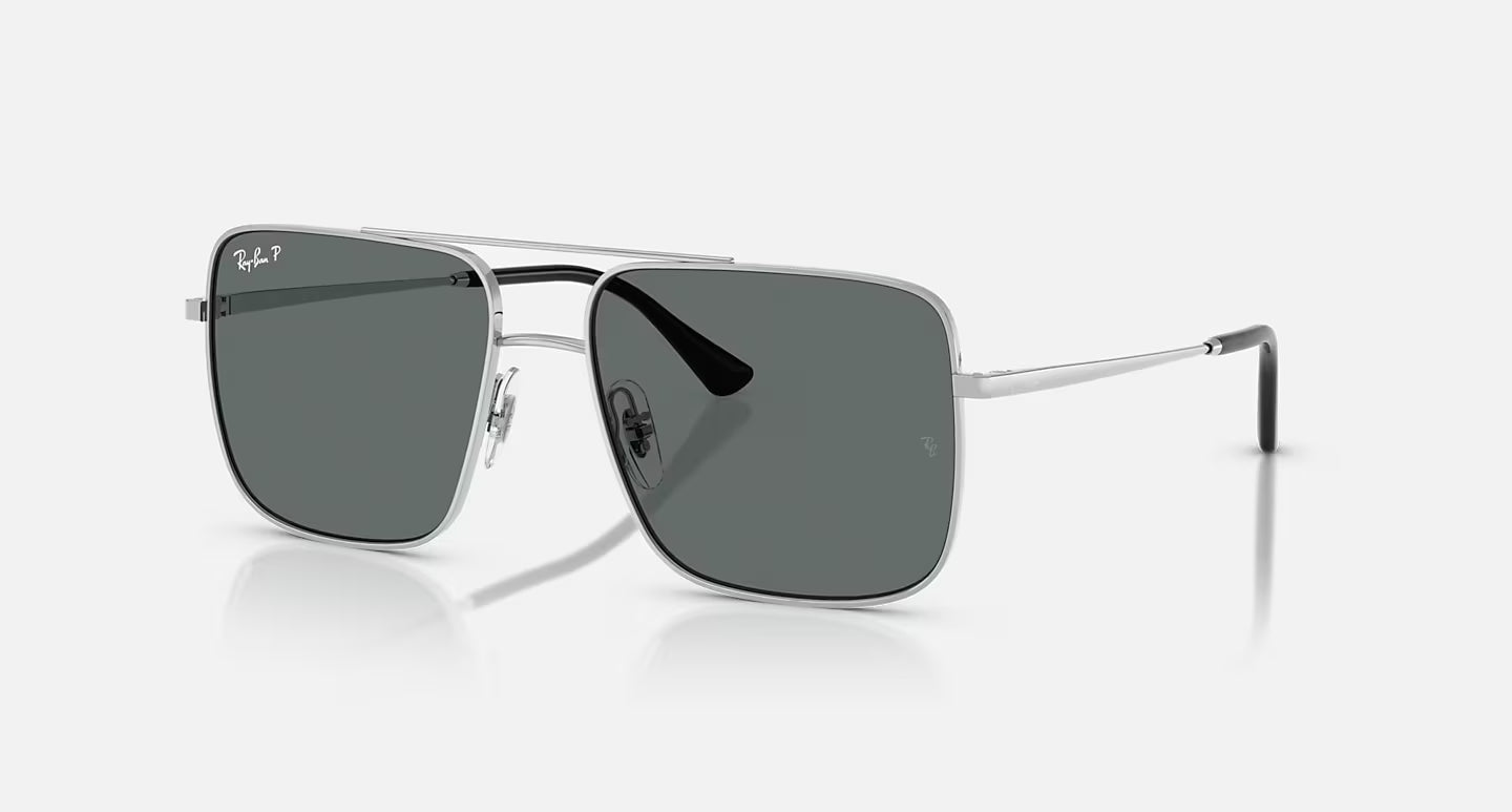 RAYBAN ARI BIO-BASED POLISHED SILVER W/DARK GREY POLARIZED