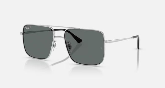 RAYBAN ARI BIO-BASED POLISHED SILVER W/DARK GREY POLARIZED
