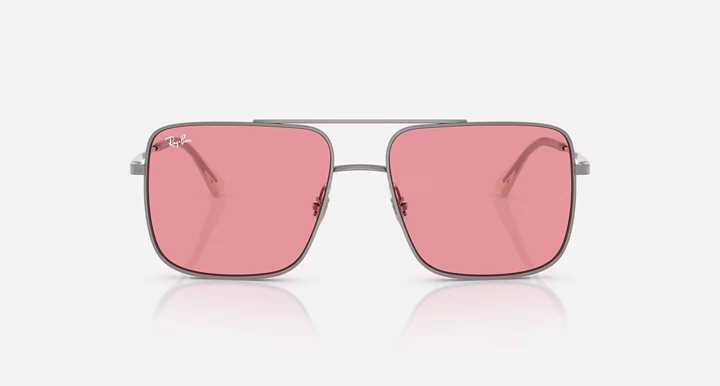 RAYBAN ARI BIO-BASED GUNMETAL FRAMES W/PINK LENS