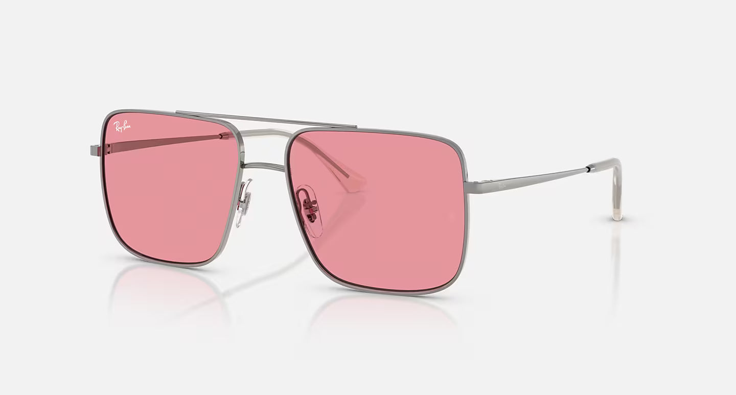 RAYBAN ARI BIO-BASED GUNMETAL FRAMES W/PINK LENS