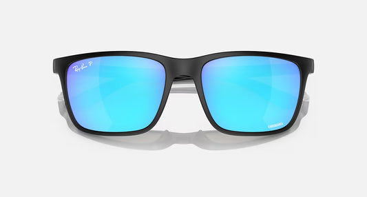 RAY-BAN TECH MATTE BLACK W/GREEN MIRROR BLUE POLARIZED CHROMANCE