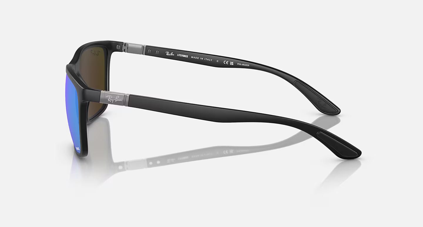 RAY-BAN TECH MATTE BLACK W/GREEN MIRROR BLUE POLARIZED CHROMANCE