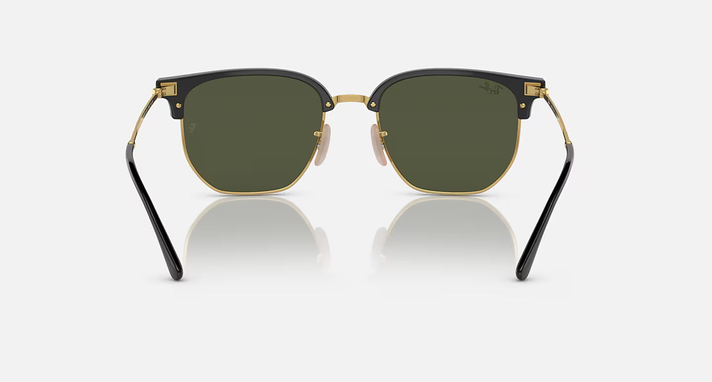 RAYBAN NEW CLUBMASTER BLACK ON ARISTA GOLD W/GREEN LENS