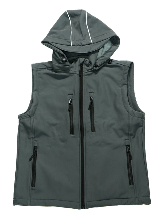 CANVAS HOODED VEST - CHARCOAL GREY