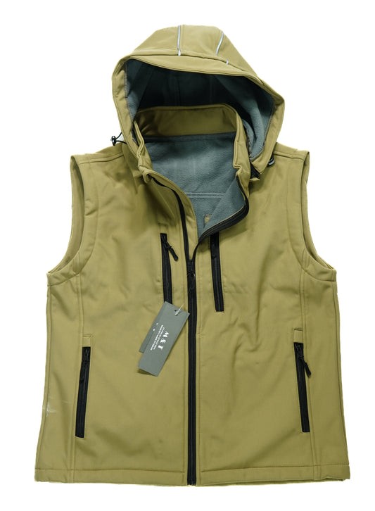 CANVAS HOODED VEST - TAN