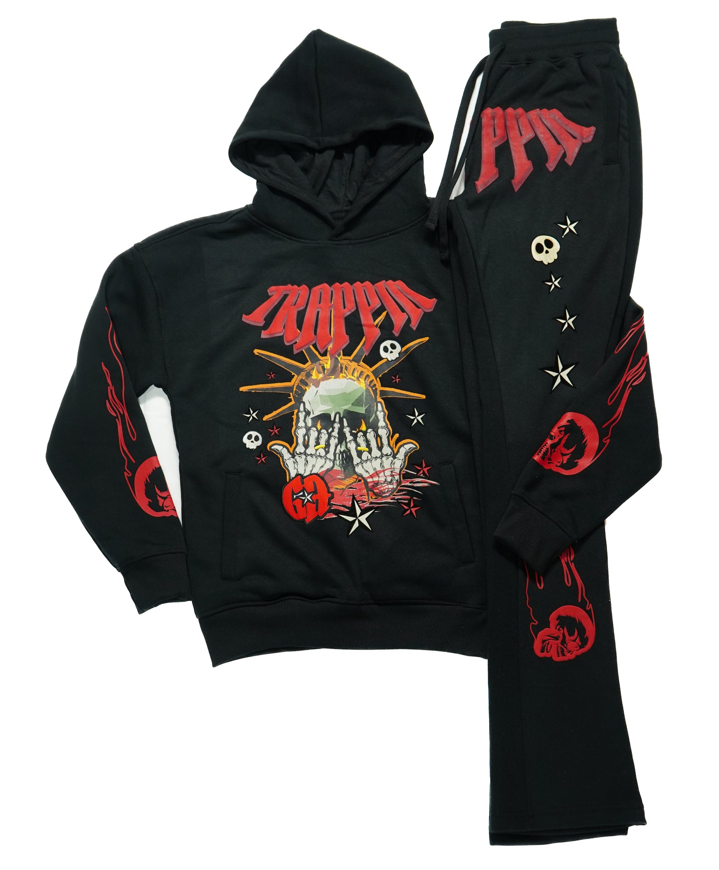 B&M TRAPPER STACKED SWEATSUIT- BLACK