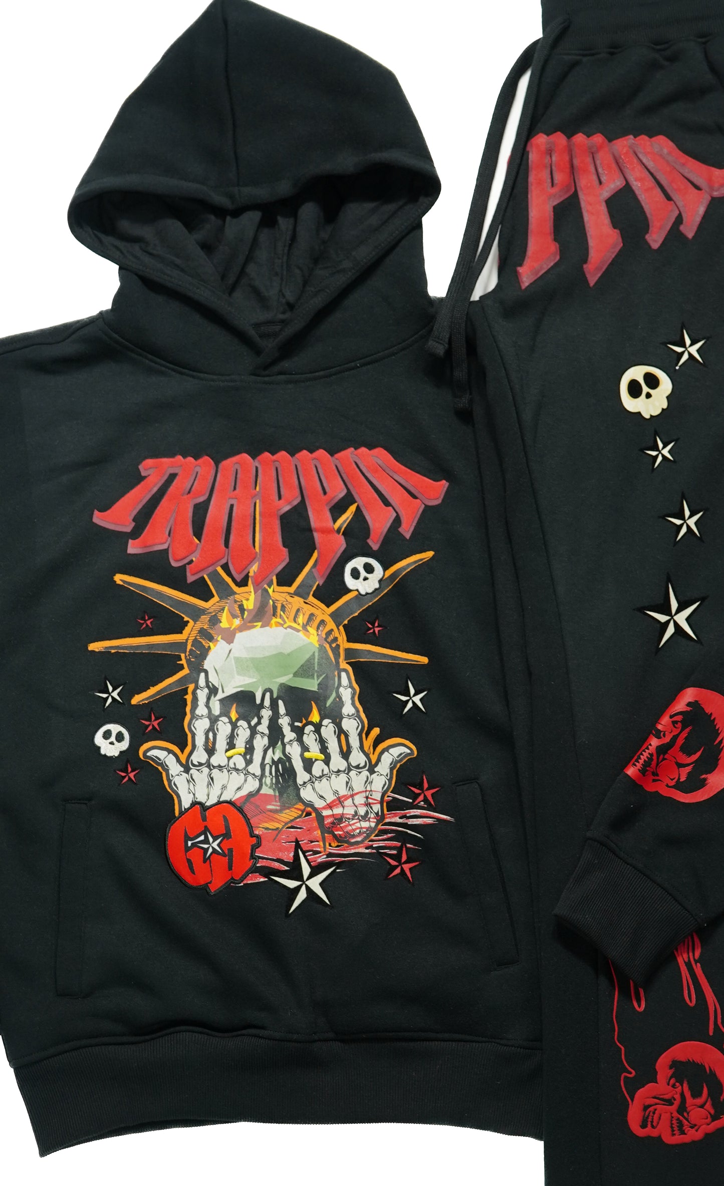 B&M TRAPPER STACKED SWEATSUIT- BLACK