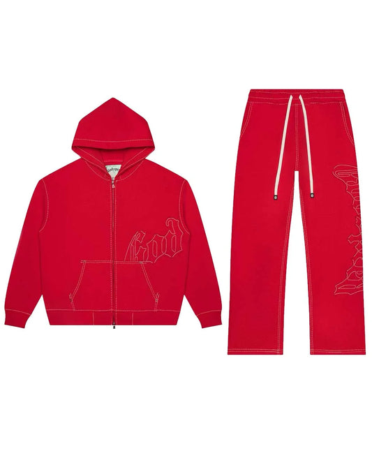 GODSPEED OG LOGO SWEATSUIT STITCHED RED