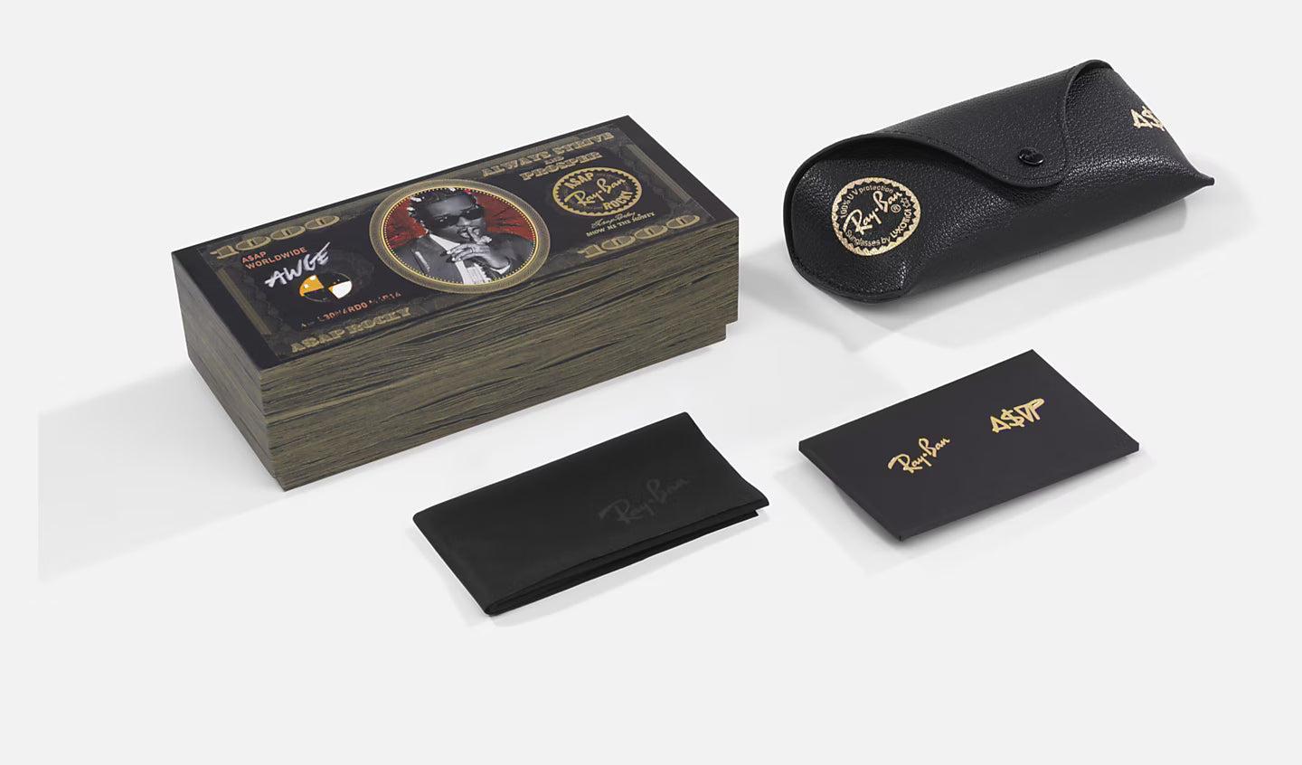 ASAP ROCKY X MEGA CLUBMASTER - BLK ON GOLD/ULTRA BLACK LENS