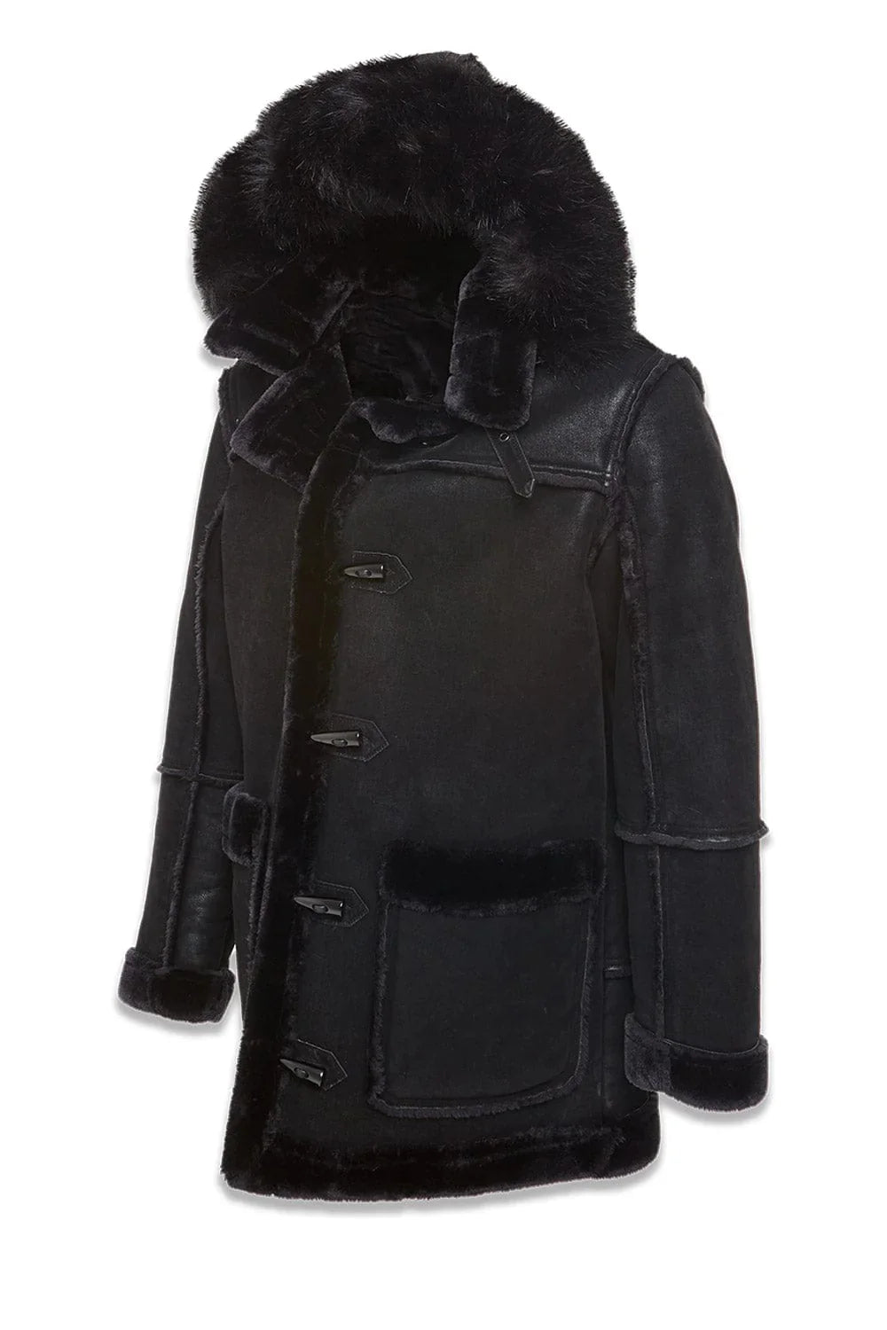 JORDAN CRAIG DENALI SHEARLING COAT JACKET - BLACK