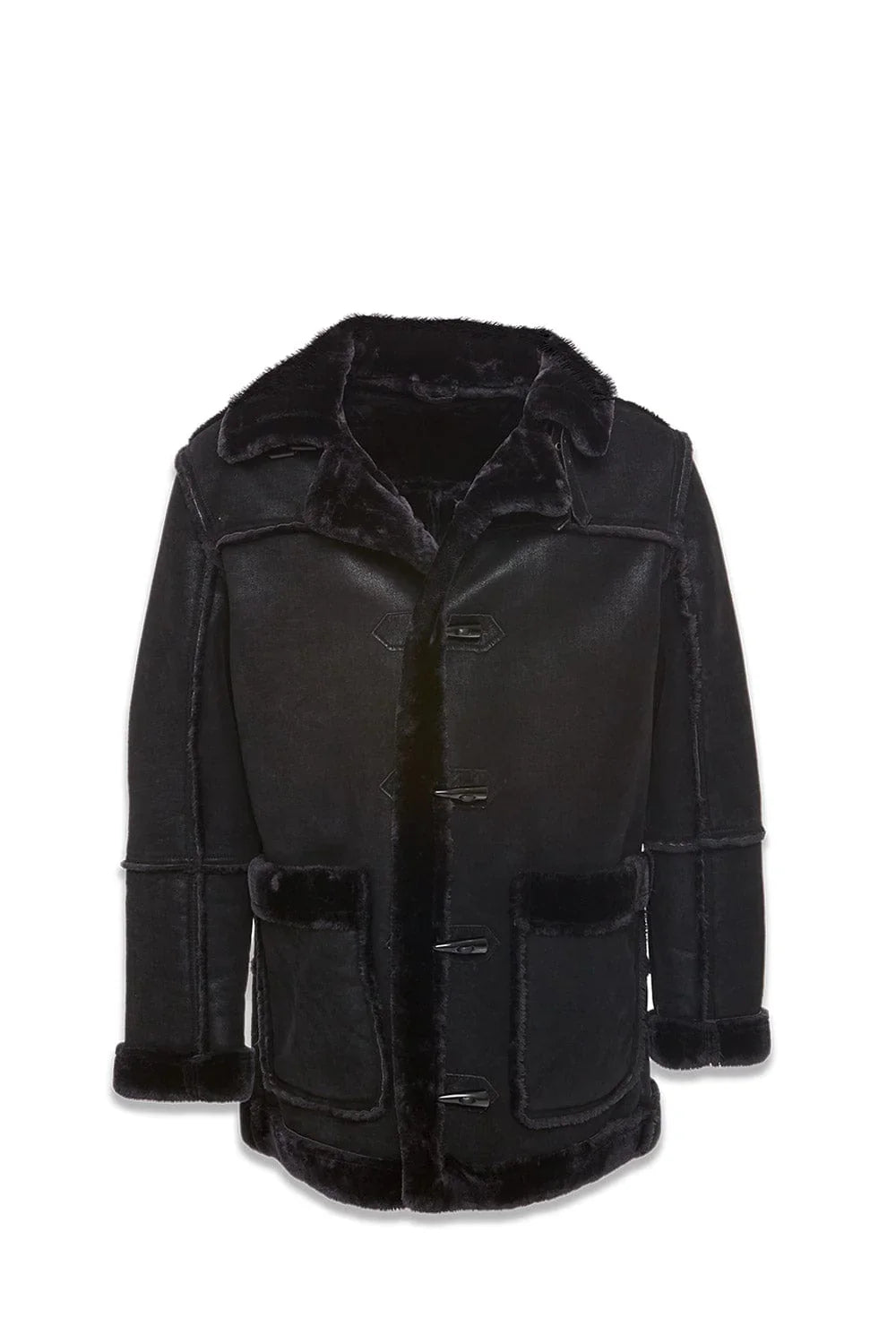 JORDAN CRAIG DENALI SHEARLING COAT JACKET - BLACK