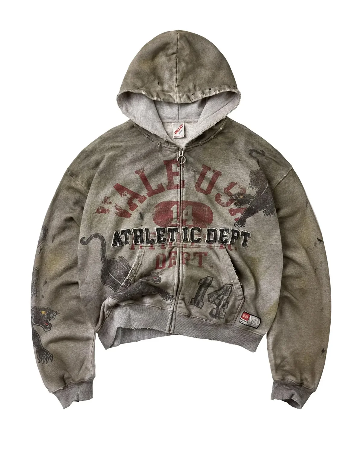 VALE FOREVER VARSITY ZIP UP HOODIE GREY