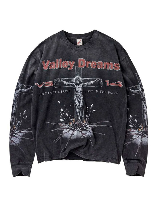 VALE FOREVER CONCRETE CROSS L/S TEE BLACK