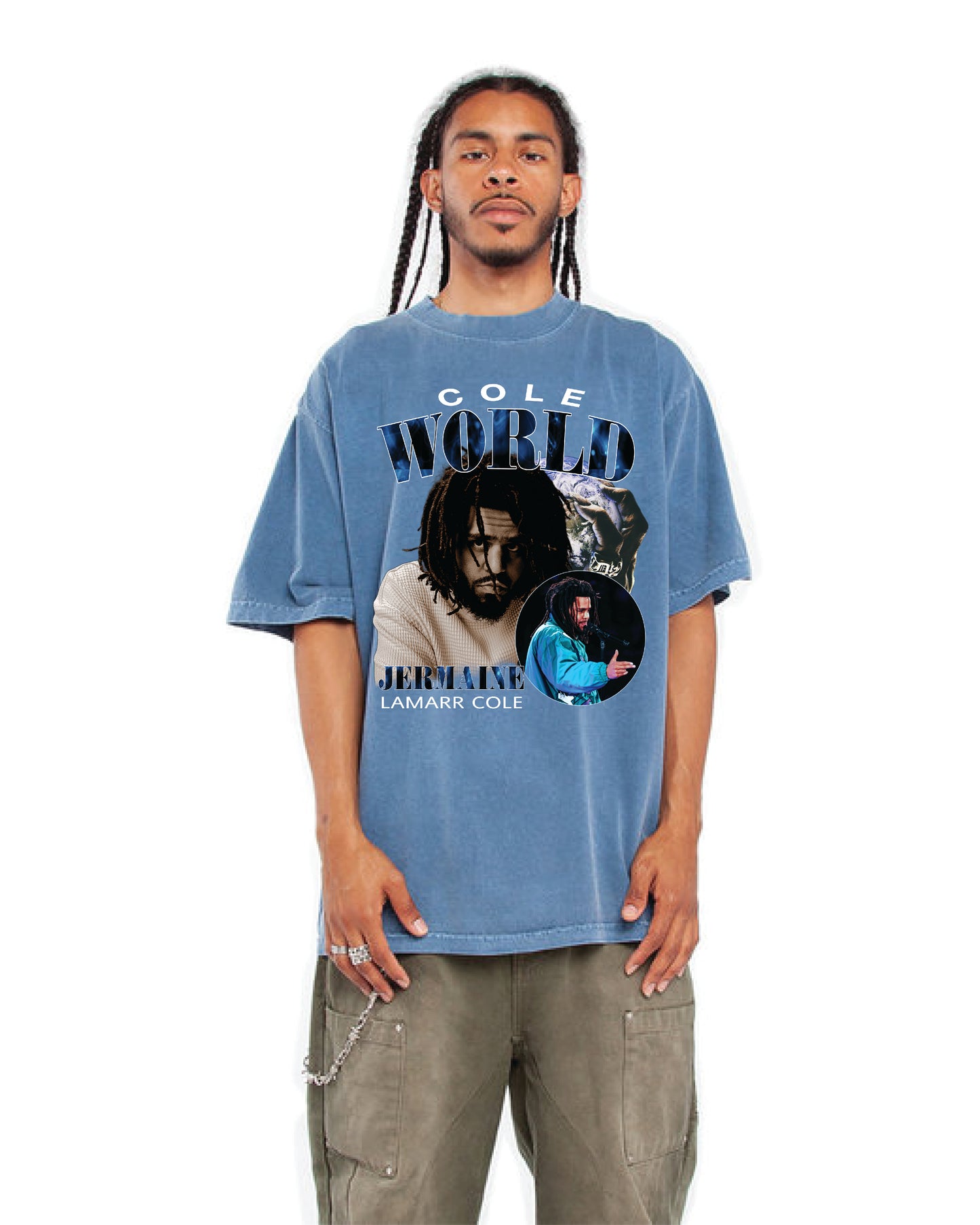 J COLE HEAVY TEE - DENIM BLUE